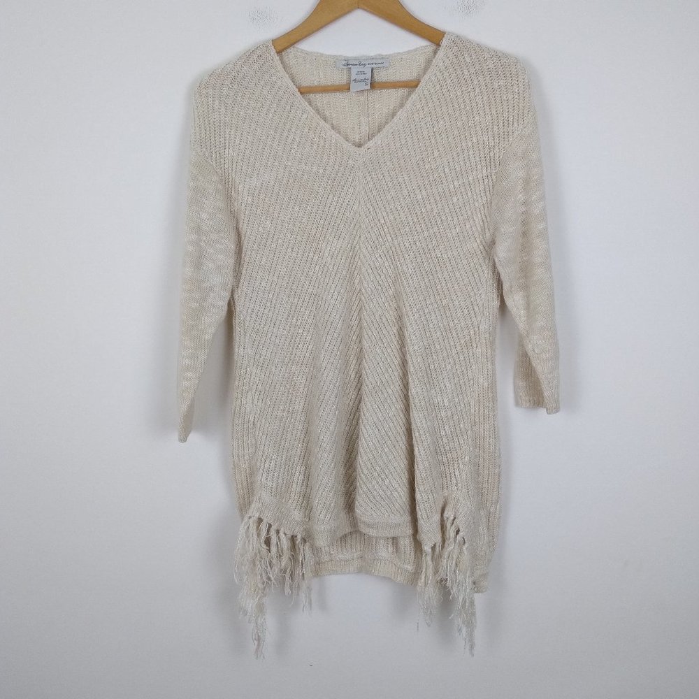 💥 EUC American Rag Cie V Neck Frayed Sweater